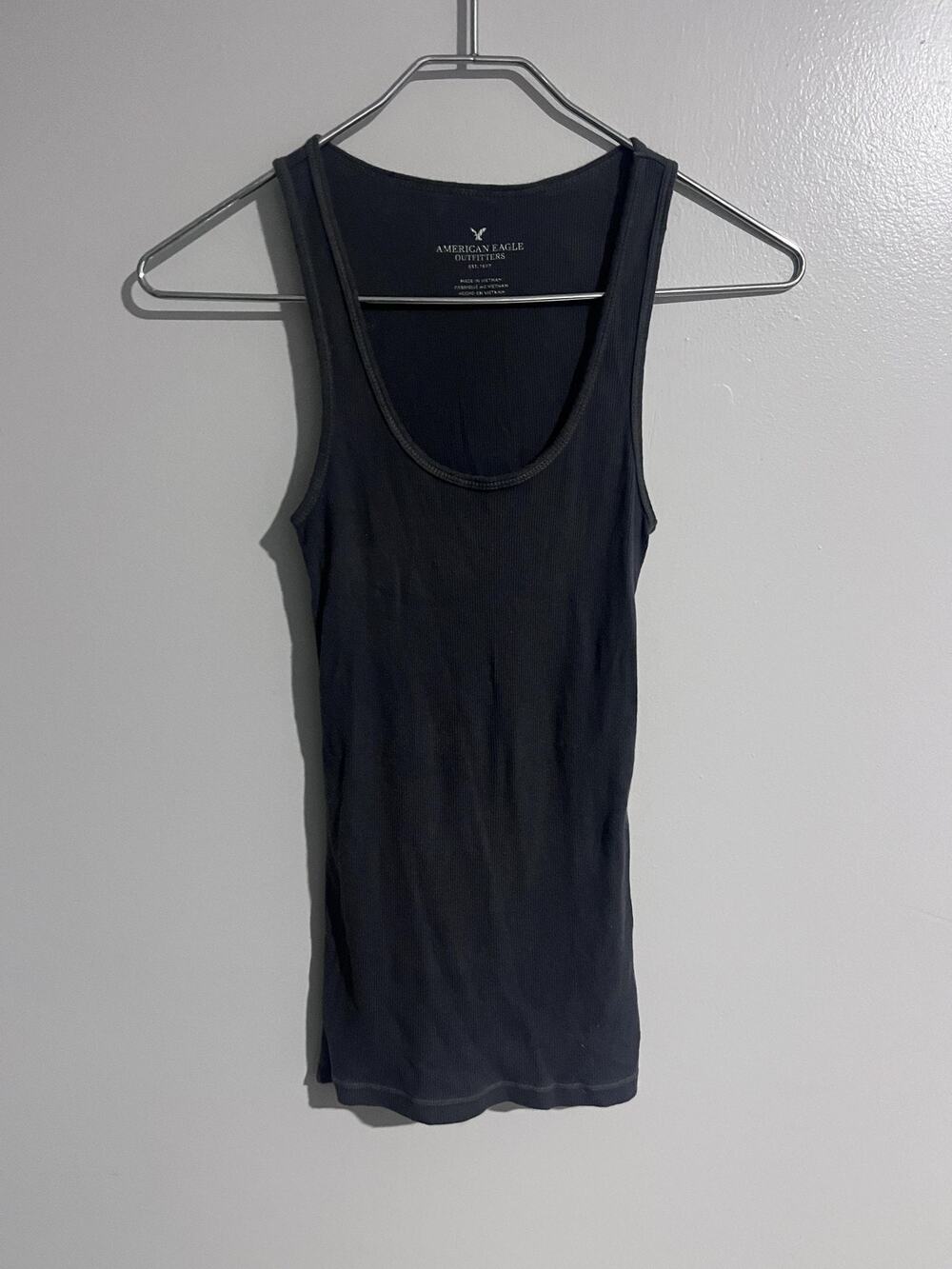 American Eagle Outfitters Tank Womens S Gray Scoop Neck Slim Stretch Cotton